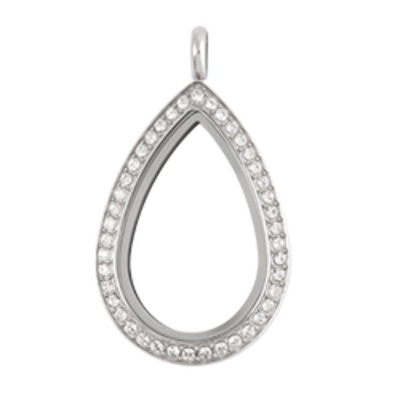 Origami Owl® Silver Teardrop Hinged Locket with Swarovski Crystals - NWT - Picture 2 of 3